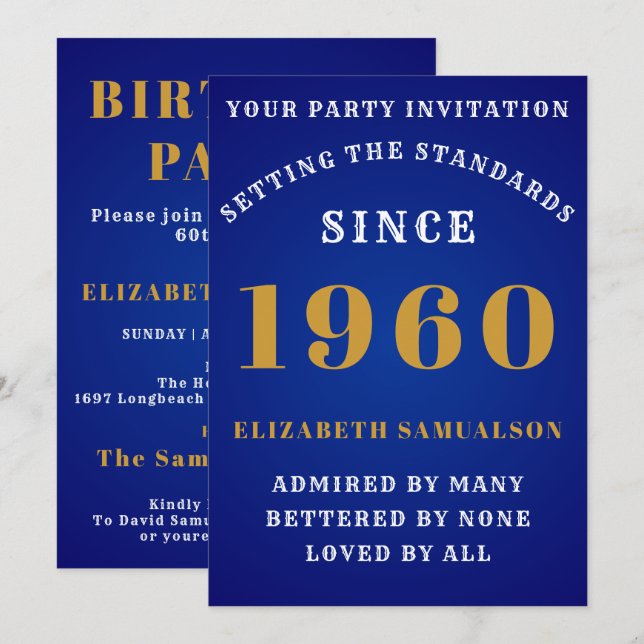 Invitation Anniversaire personnalisé 1960 Amour Ajouter votre (Devant / Derrière)