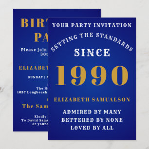 Invitation Anniversaire personnalisé 1990 Ajouter votre nom B
