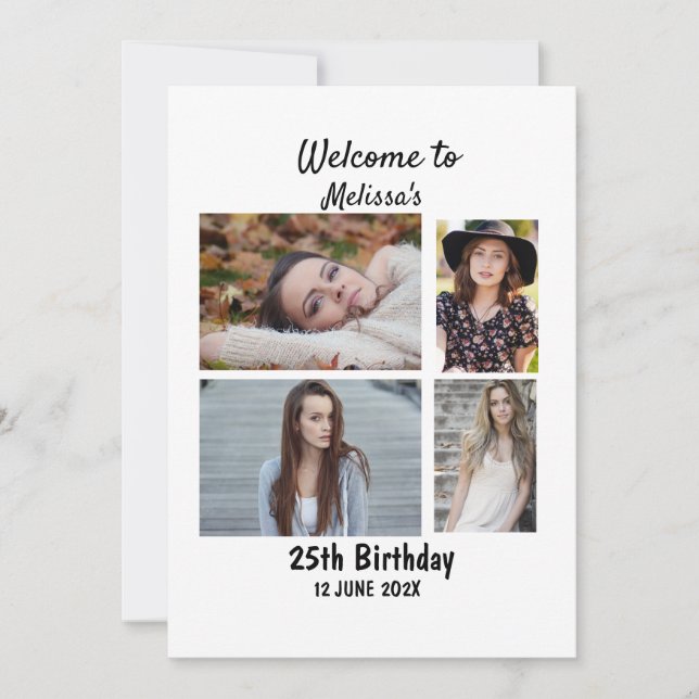 Invitation Anniversaire Personnalisé 4 Photo Collage (Devant)