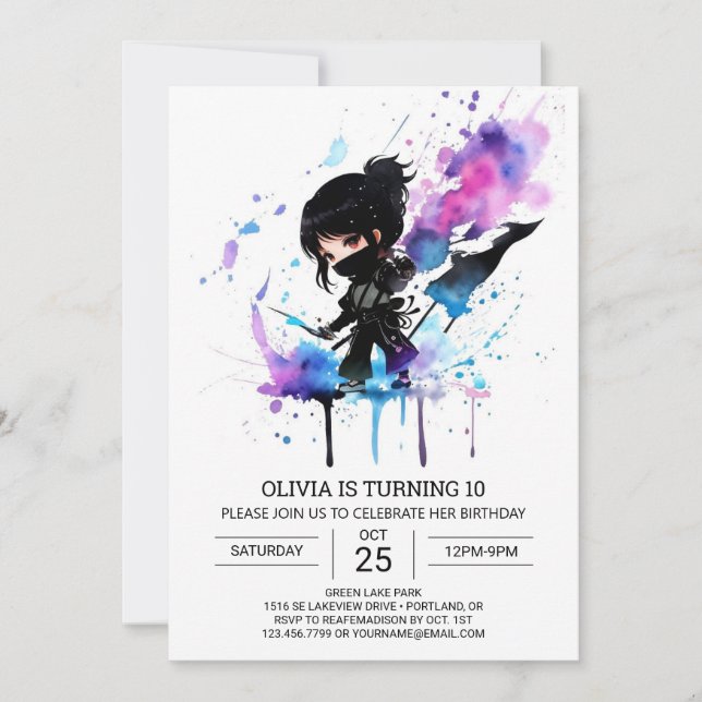 Invitation Anniversaire personnalisé de Boho Little Ninja (Devant)