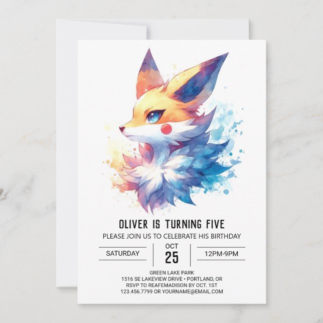 Invitation Anniversaire personnalisé de la Renard Boho (Devant)