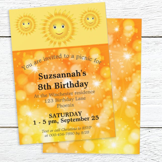 Invitation Anniversaire Personnalisé N'importe quel âge solei (Créateur téléchargé)