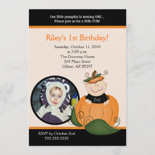 Invitation Anniversaire photo de la petite Citrouille Hallowe