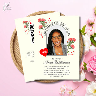 Invitation anniversaire photo florale élégante TOU