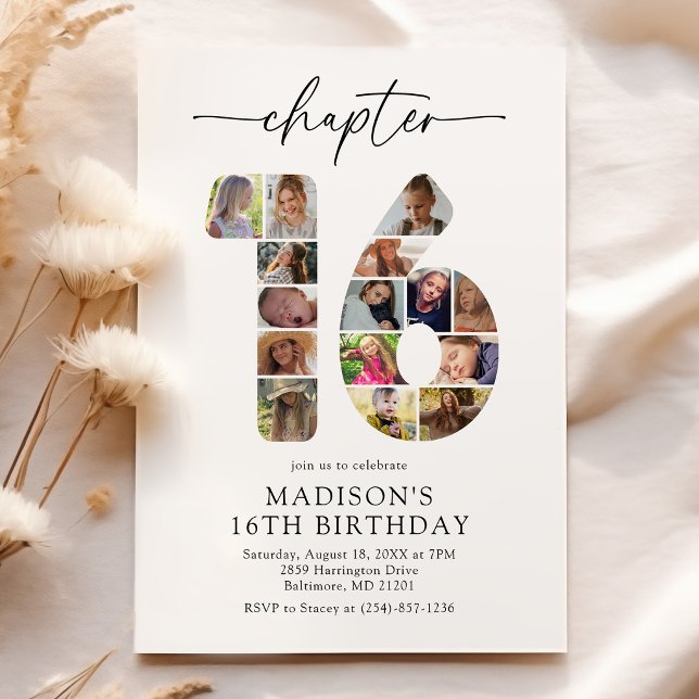 Invitation anniversaire photo pour les 16 ans Chap (Créateur téléchargé)