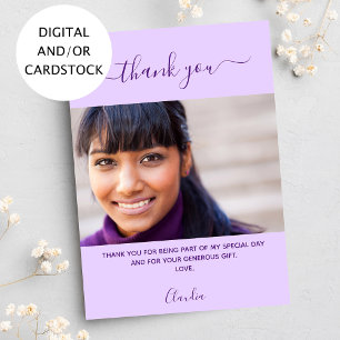 Invitation Anniversaire photo violet violet merci