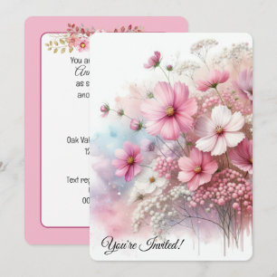 Invitation Anniversaire Pink Cosmos