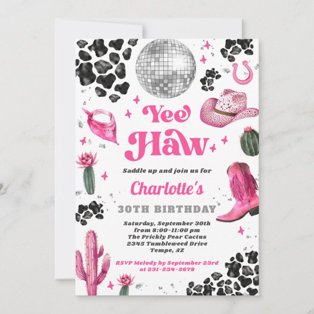 Invitation Anniversaire Pink Disco (Devant)