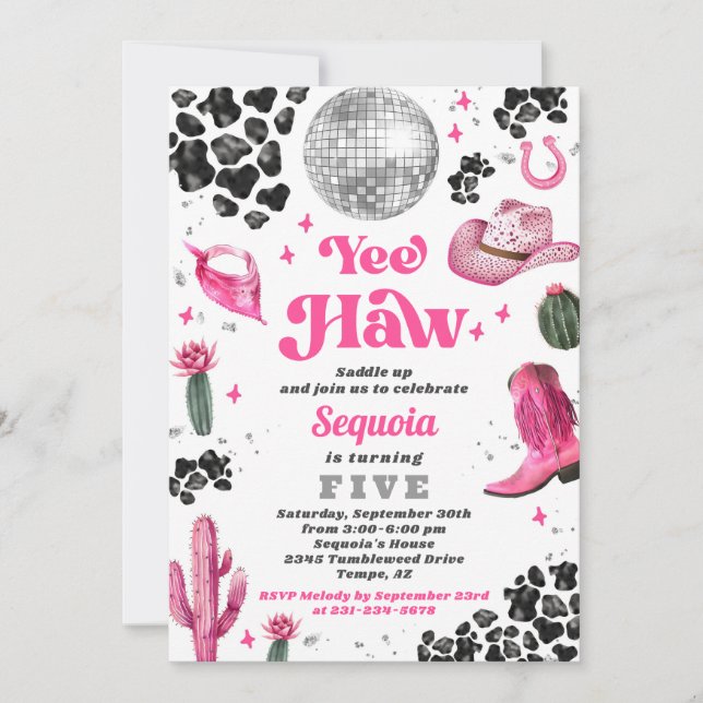 Invitation Anniversaire Pink Disco (Devant)