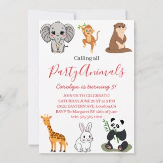 Invitation Anniversaire Pink Safari pour Tous les 