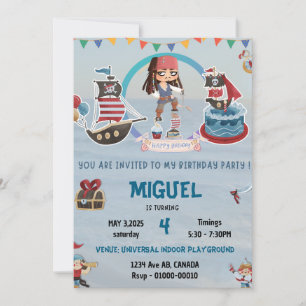 INVITATION ANNIVERSAIRE PIRATE THÈME EINVITE