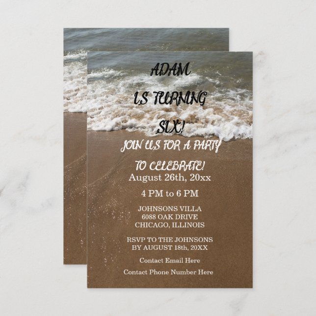 Invitation Anniversaire Plage Océan Nautique (Devant / Derrière)