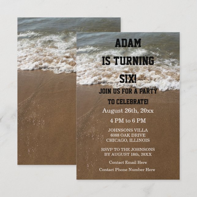 Invitation Anniversaire Plage Océan nautique Personnalisé 202 (Devant / Derrière)