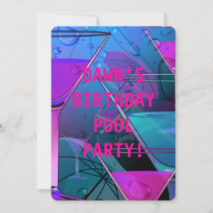 Invitation Anniversaire Pool Party Summer Poolside Mix Cockta