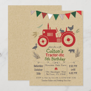 Invitation anniversaire pour tout âge - Tracteur A