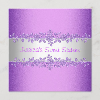 Invitation Anniversaire pourpre élégant de sweet sixteen de