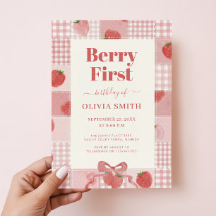 Invitation Anniversaire Premier Berry Rose Ruban C