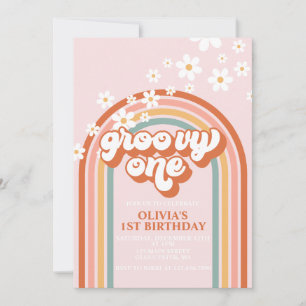 Invitation anniversaire premier groovy one bohème