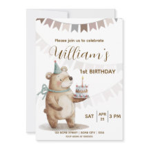 Invitation anniversaire premier ours en peluche mo