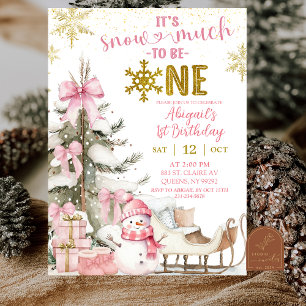 Invitation Anniversaire Première Photo Hiver Rose Beaucoup Am