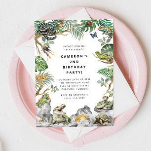 Invitation Anniversaire Reptile Glisser Rampé Serpent Tortue 