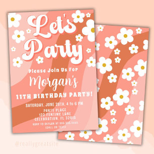 Invitation anniversaire rétro Daisy Terracotta Pea