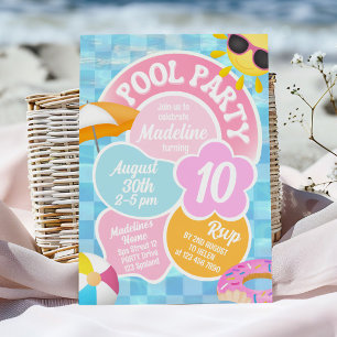 Invitation Anniversaire Retro Pool