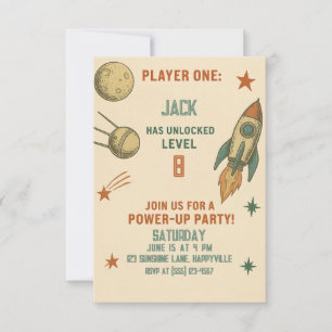 Invitation Anniversaire Retro Space Gamer - Pour l