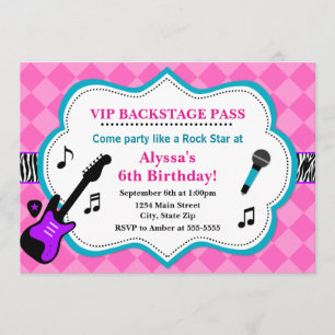 Invitation Anniversaire Rock Star Pop Star Girl