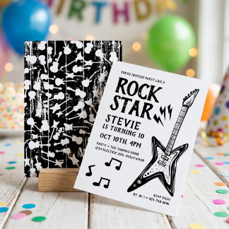 Invitation Anniversaire Rock Star Rock and Roll Guitare