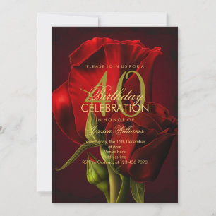 Invitation Anniversaire romantique des roses rouges
