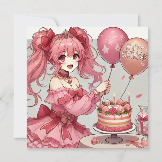 Invitation Anniversaire rose (Devant)