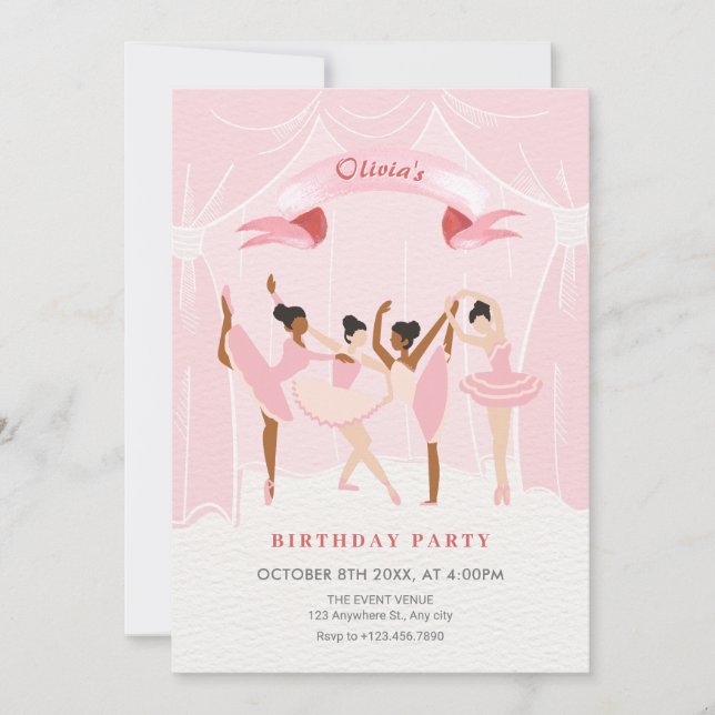 Invitation Anniversaire rose (Devant)