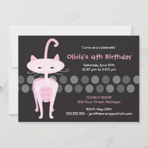 Invitation Anniversaire rose chaton sophistiquée