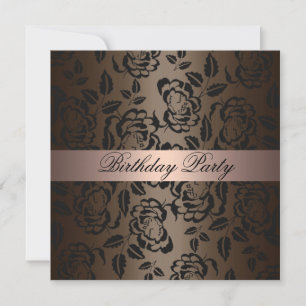 Invitation anniversaire rose élégant et marron