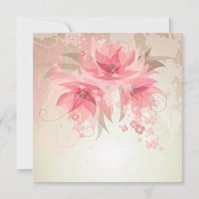 Invitation Anniversaire rose floral (Devant)