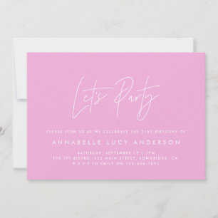 Invitation Anniversaire rose géométrique minimaliste moderne