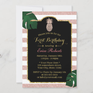 Invitation Anniversaire rose Or Anniversaire moderne Grandes 