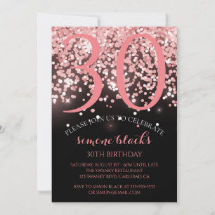 Invitation Anniversaire rose or rose parties scintillant glam
