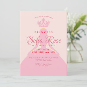 Invitation Anniversaire rose pâle de la Petite Princesse
