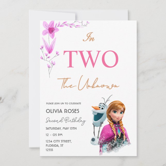 Invitation Anniversaire rose pour enfants (Devant)