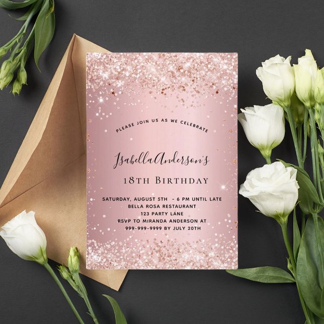 Invitation Anniversaire rose rose rose rose rose parties scin (Créateur téléchargé)