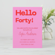 Invitation anniversaire rose rouge moderne gras