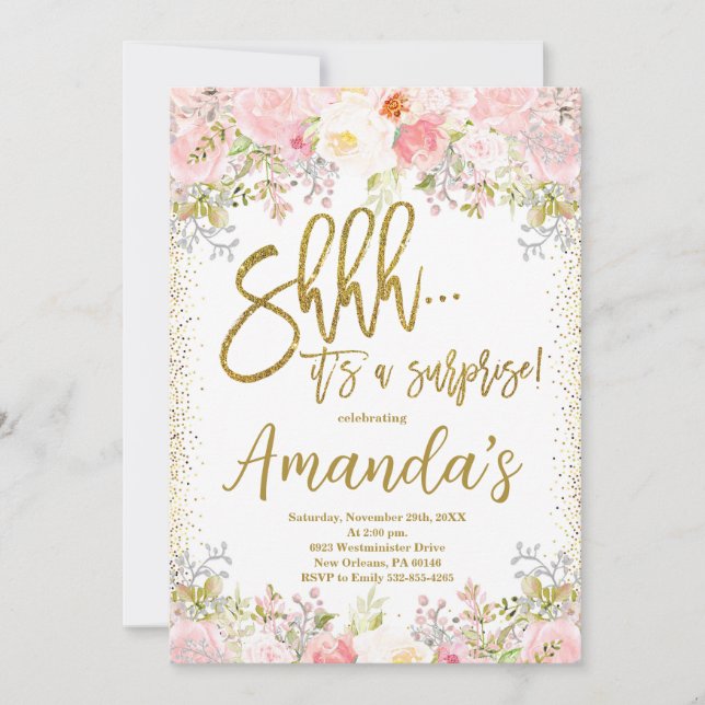 Invitation Anniversaire rose vif, Anniversaire surprenant (Devant)