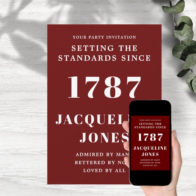 Invitation Anniversaire Rouge Et Blanc (Créateur téléchargé)