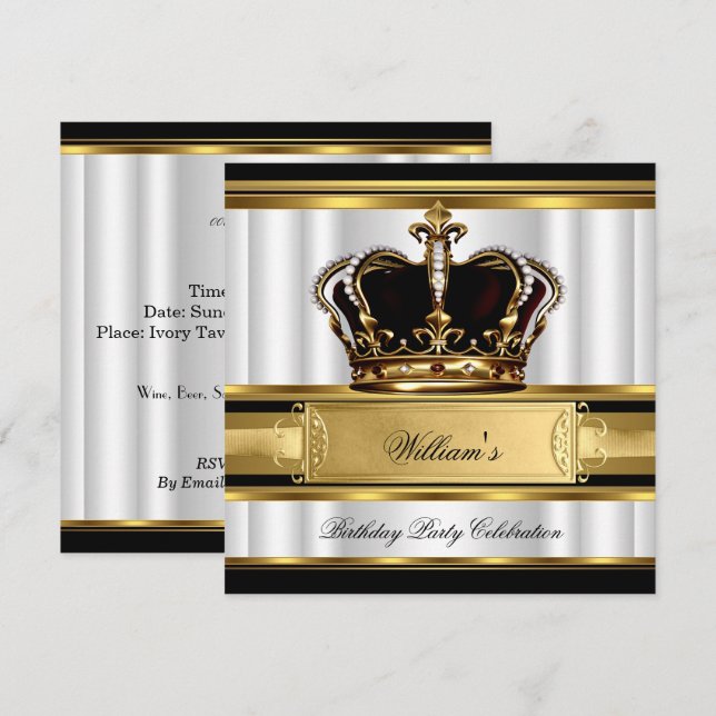 Invitation Anniversaire royal de l'or noir Prince King 2B (Devant / Derrière)