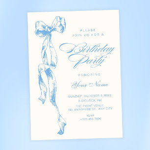 Invitation Anniversaire ruban bleu