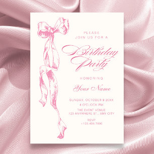 Invitation Anniversaire ruban rose