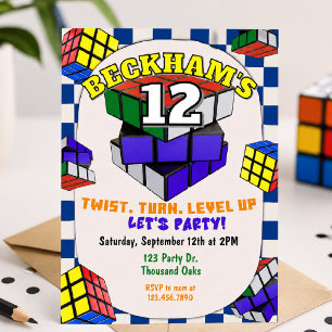 Invitation Anniversaire Rubik's Cube Fête du Cube Puzzle