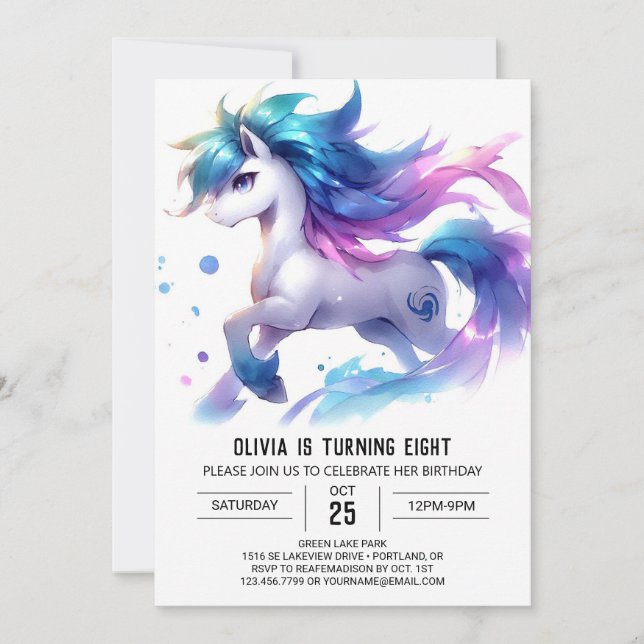 Invitation Anniversaire Rustique Custom Horse (Devant)